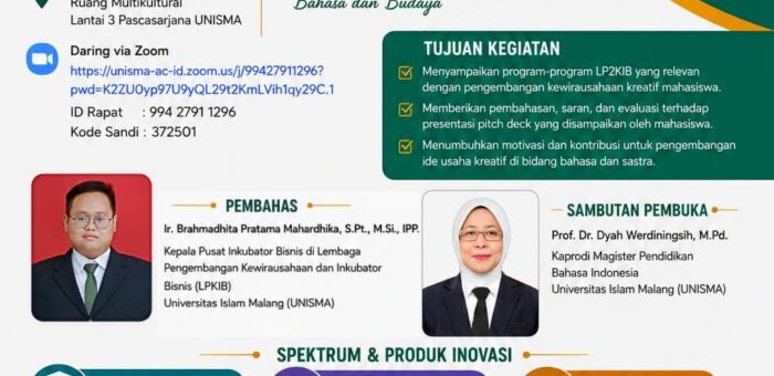 Mahasiswa Magister Pendidikan Bahasa Indonesia UNISMA Gelar Pemaparan Pitch Deck, Lahirkan Inovasi Kewirausahaan Kreatif Bahasa dan Sastra